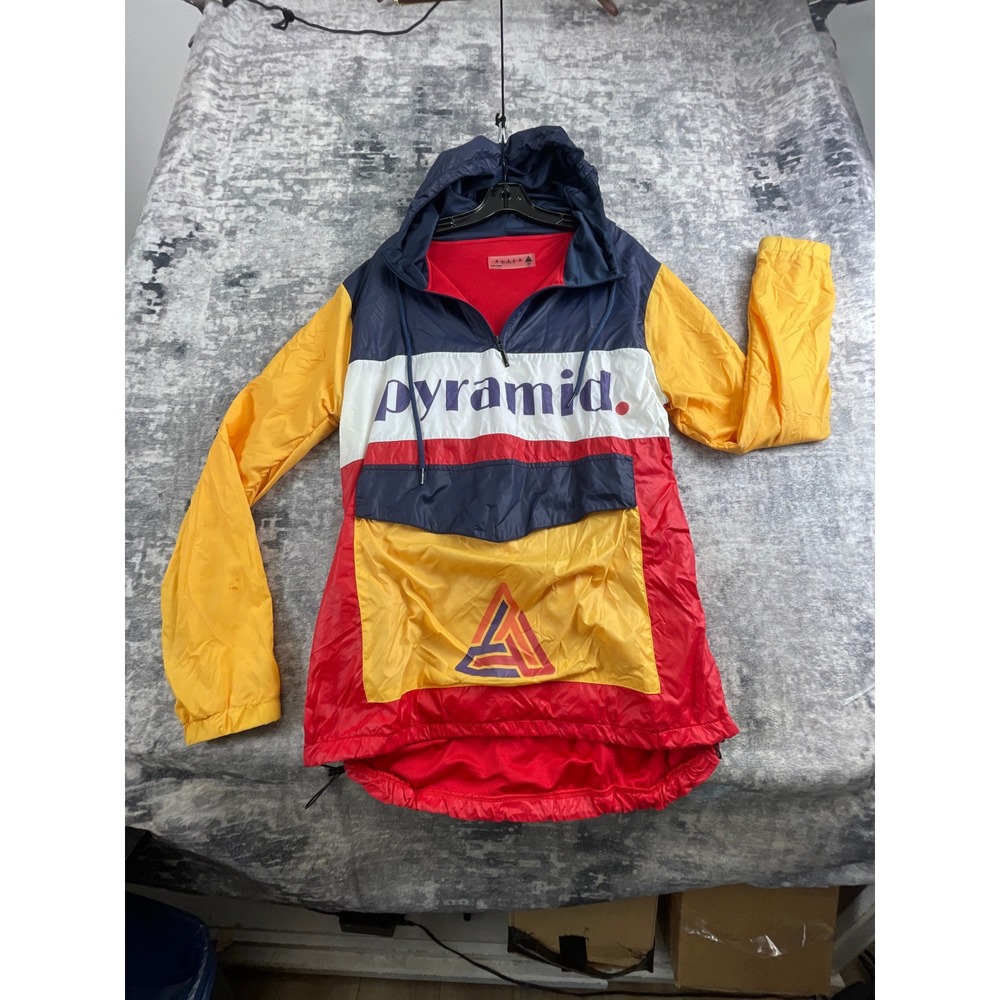 Black Pyramid Mens XXL Windbreaker Pullover Colorblock Hooded Graphic Jacket